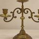 Three-light candelabrum in engraved brass — France, circa 1900