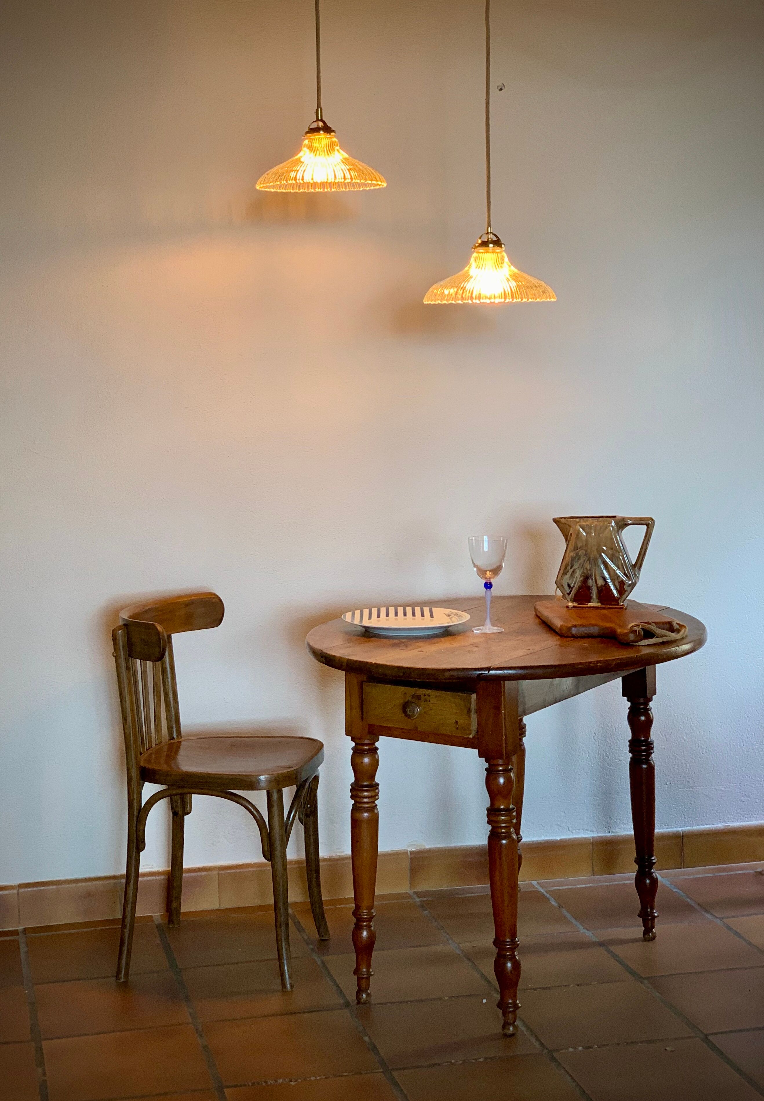 Duo of suspensions Holophane bistro style