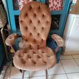 Relax armchair velvet chesterfield brown vintage 70s