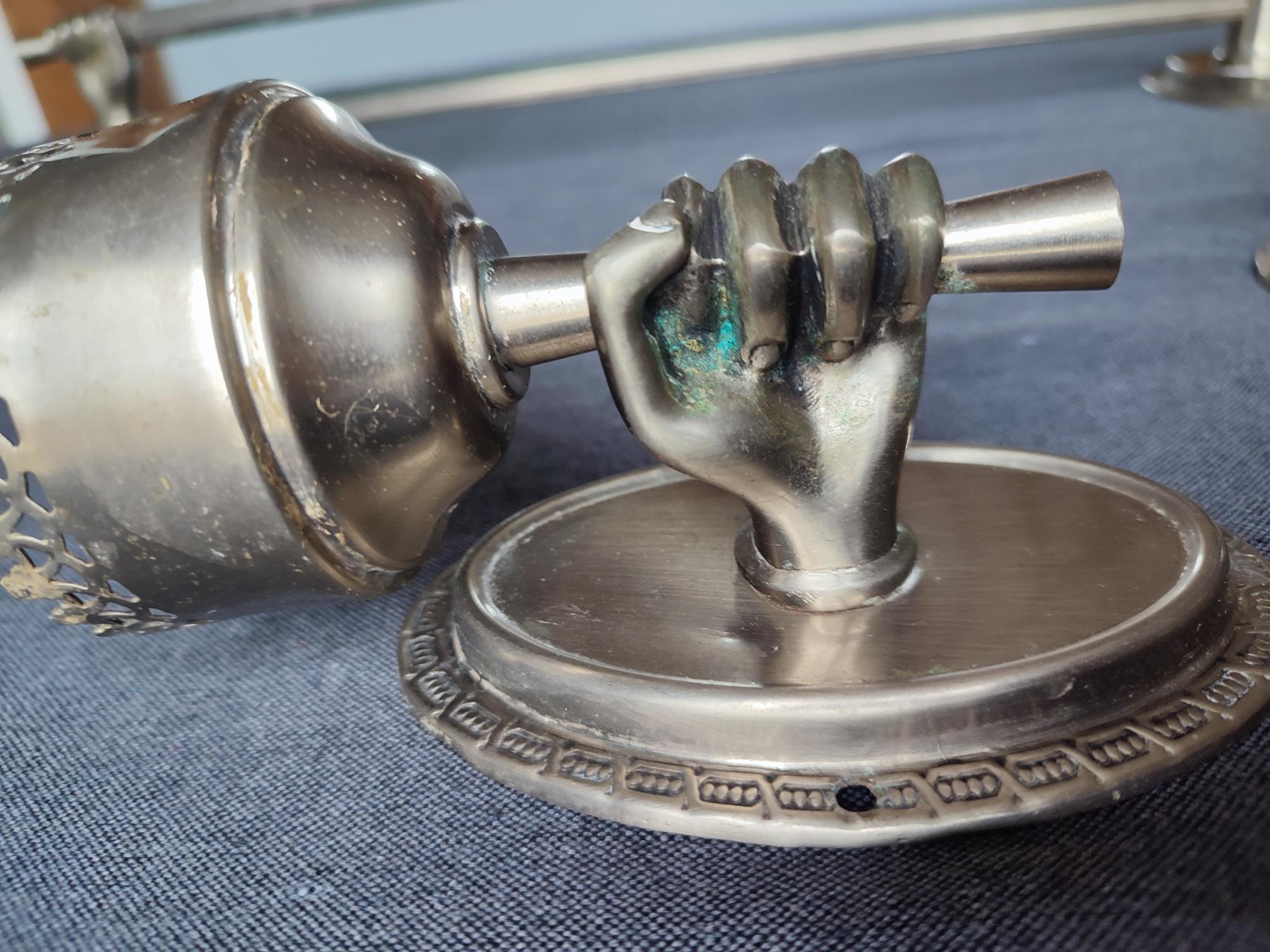Ensemble de support salle de bain en métal et bronze vintage