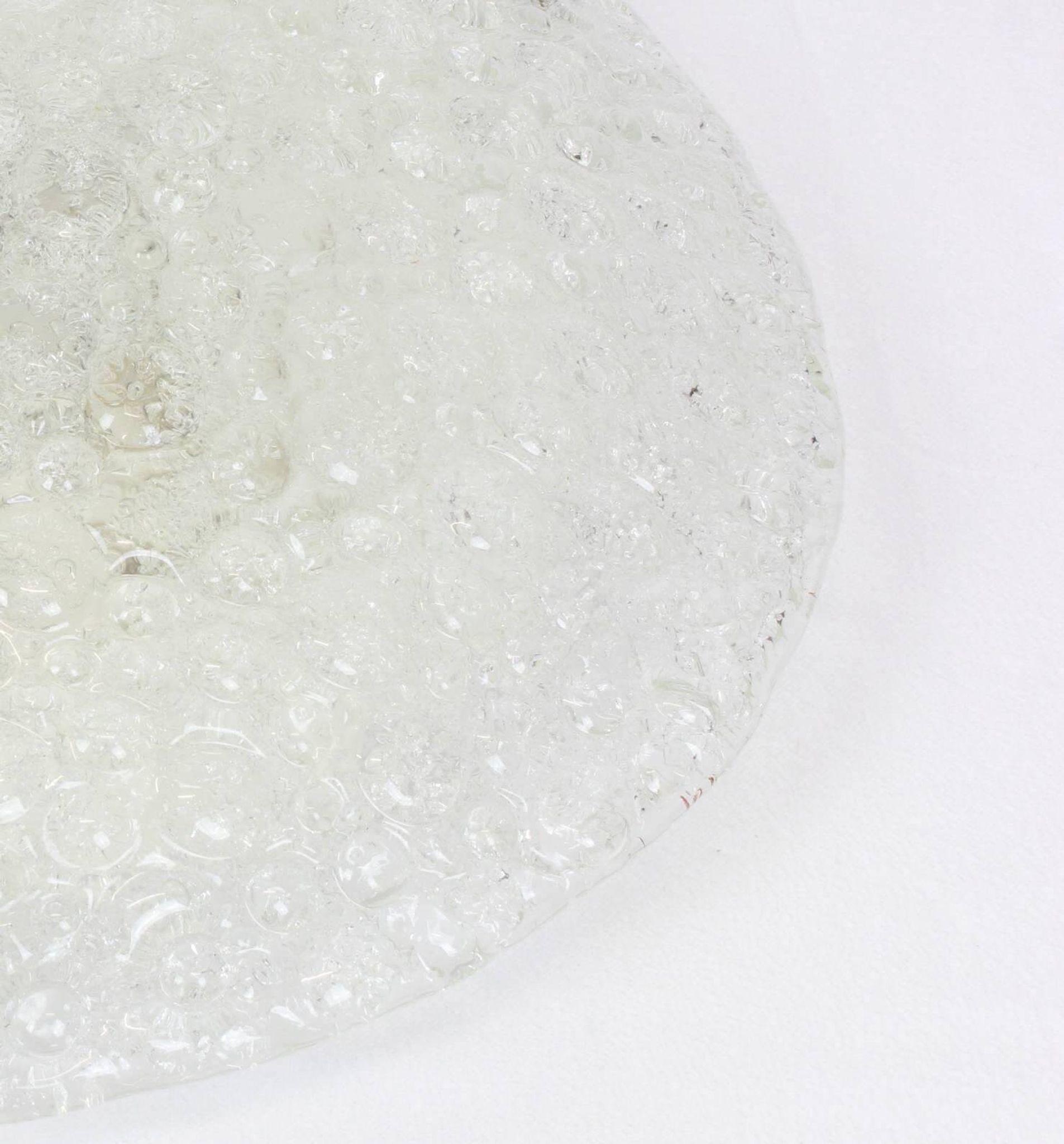 1 of 4 large round glass ice Murano ceiling lights by Hillebrand, Germany, 1970s.
