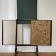 Antique fireplace screen in tapestry and mahogany