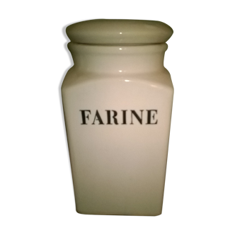 Pot of rectangular flour, white ceramic