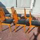 Set of 6 Scandinavian wooden and vintage leatherette chairs