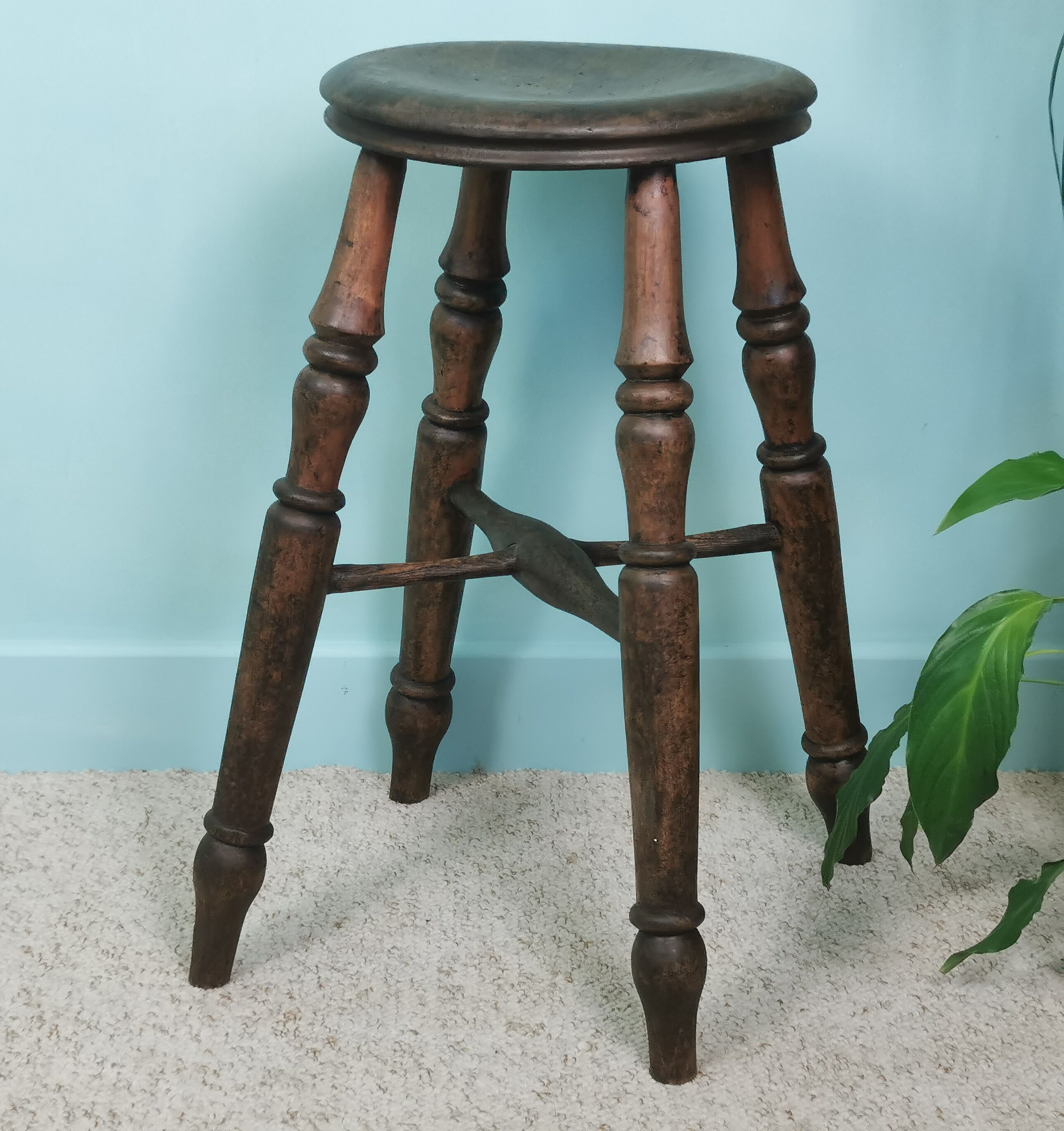 Turned wooden stool