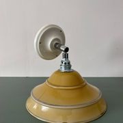 Vintage lampshade in yellow opaline with silver trim.