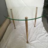 Table low glass and brass 50s