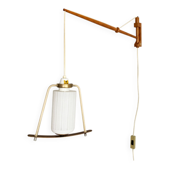 Sculptural 1960s Czech Wall Light – Constructivist Steel & Wood Design