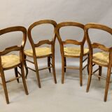 Set of 4 Louis Philippe straw chairs