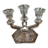 Three-pointed glass candlestick