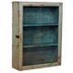 Ancienne vitrine murale art déco en teck birman patine verte-bleue d'origine