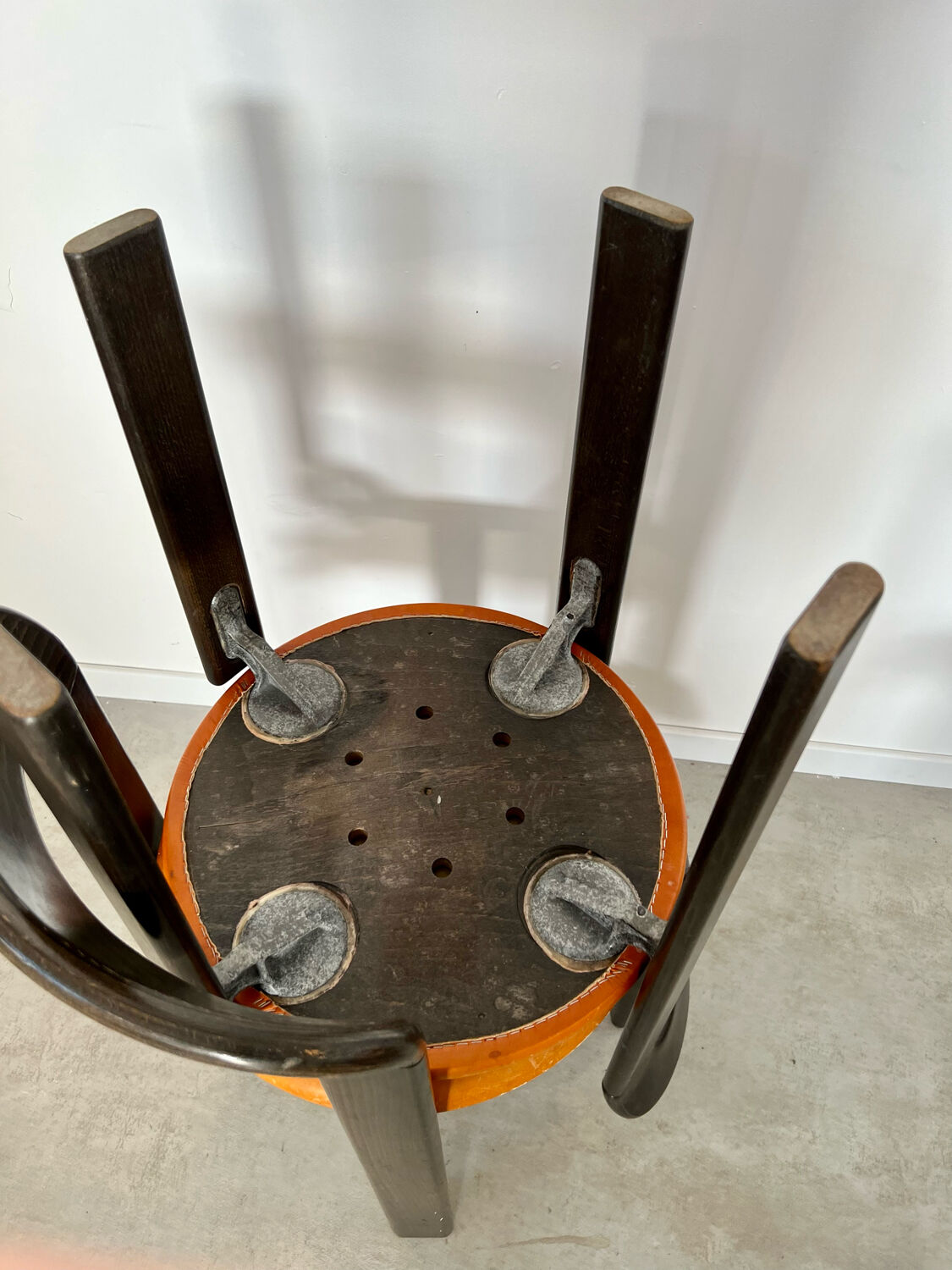 6 wooden chairs and imitation leather design Bruno Rey for Dietiker vintage year 60