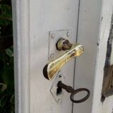 Old glazed door 211.5x105.5cm and its entrance door frame.