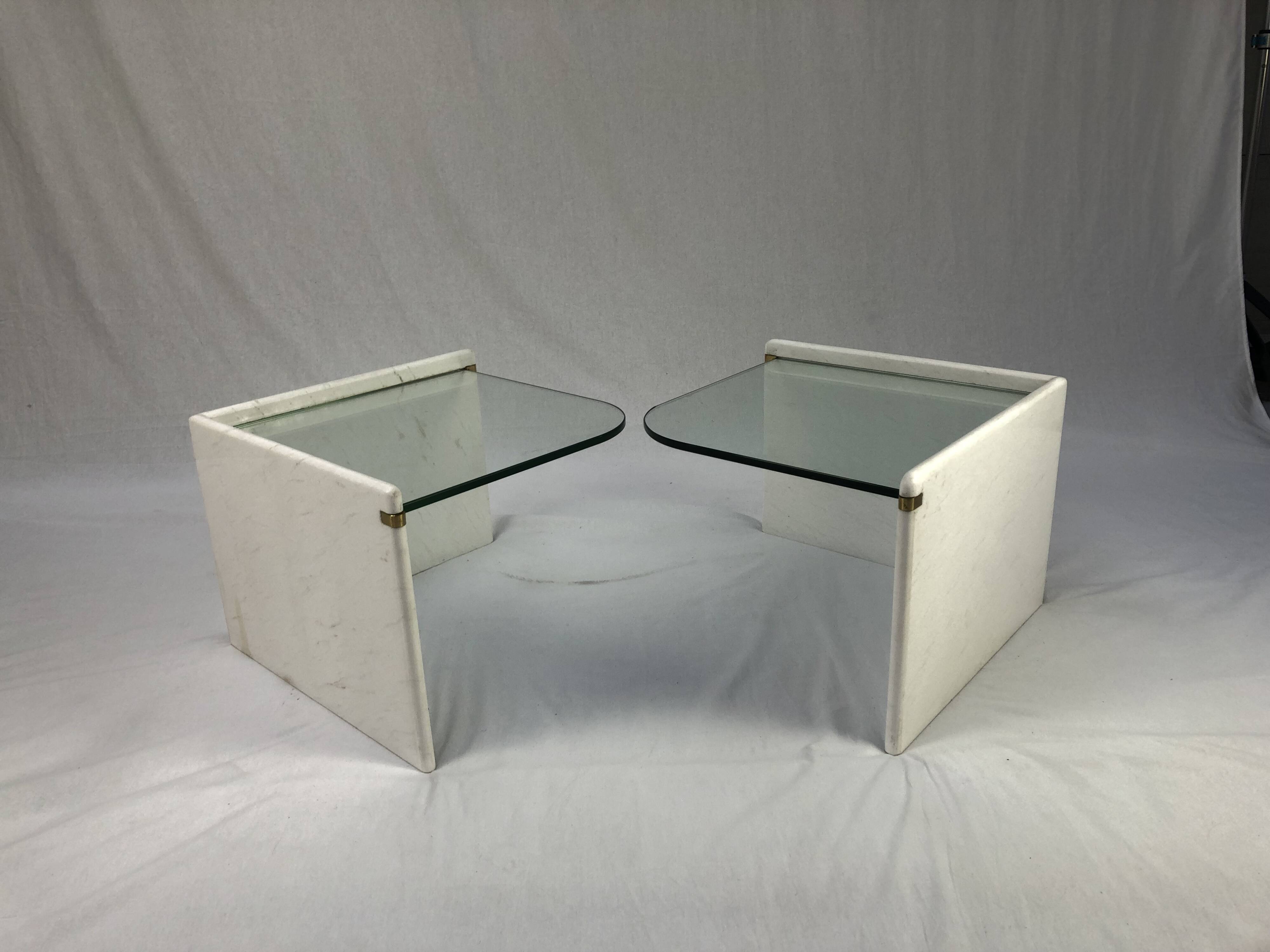 Italian sidetable Set, marble and glass