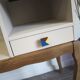 Redesigned beige and wood telephone bench