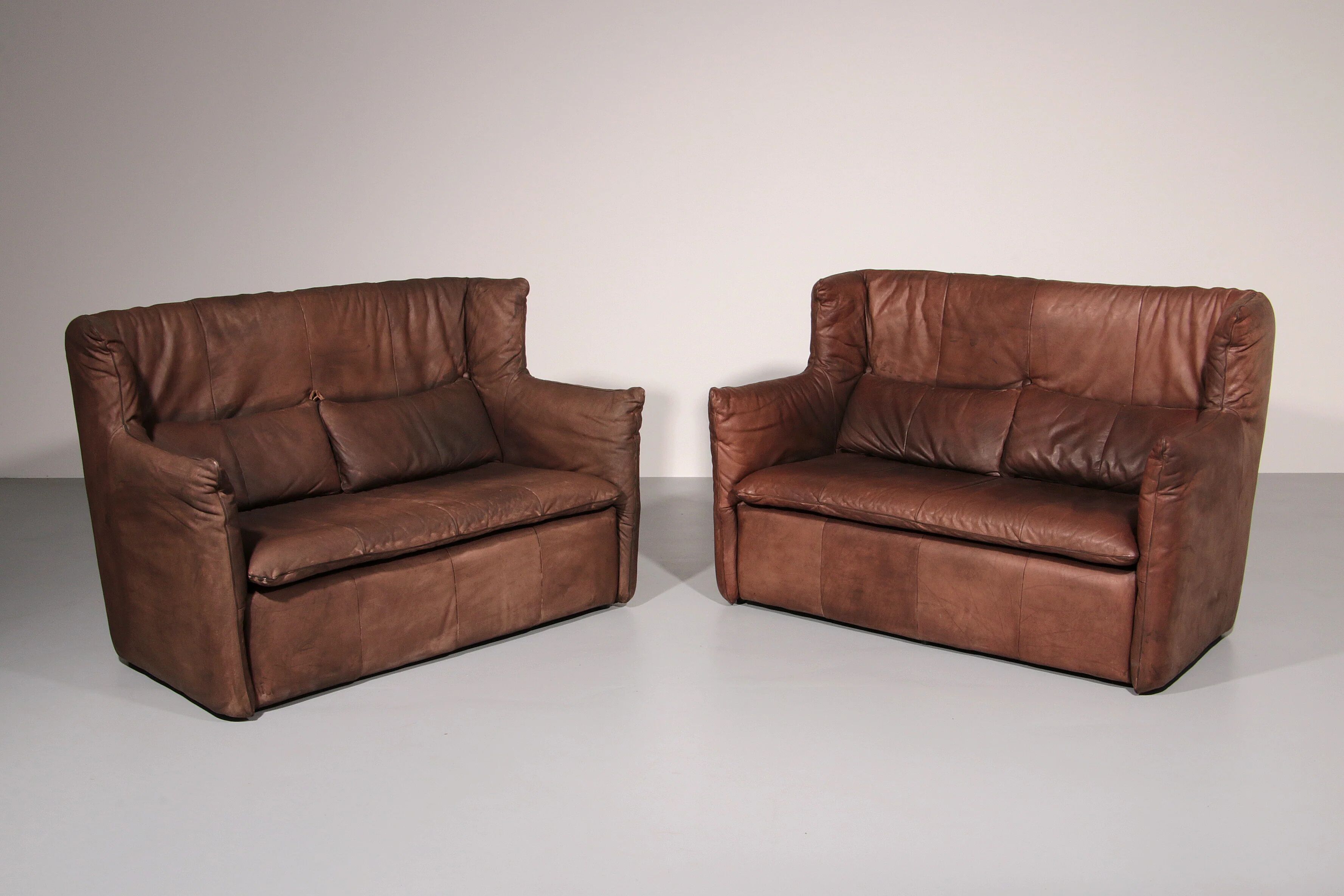 Patinated leather sofa by Gerard van den Berg for Montis, Netherlands, 1970s