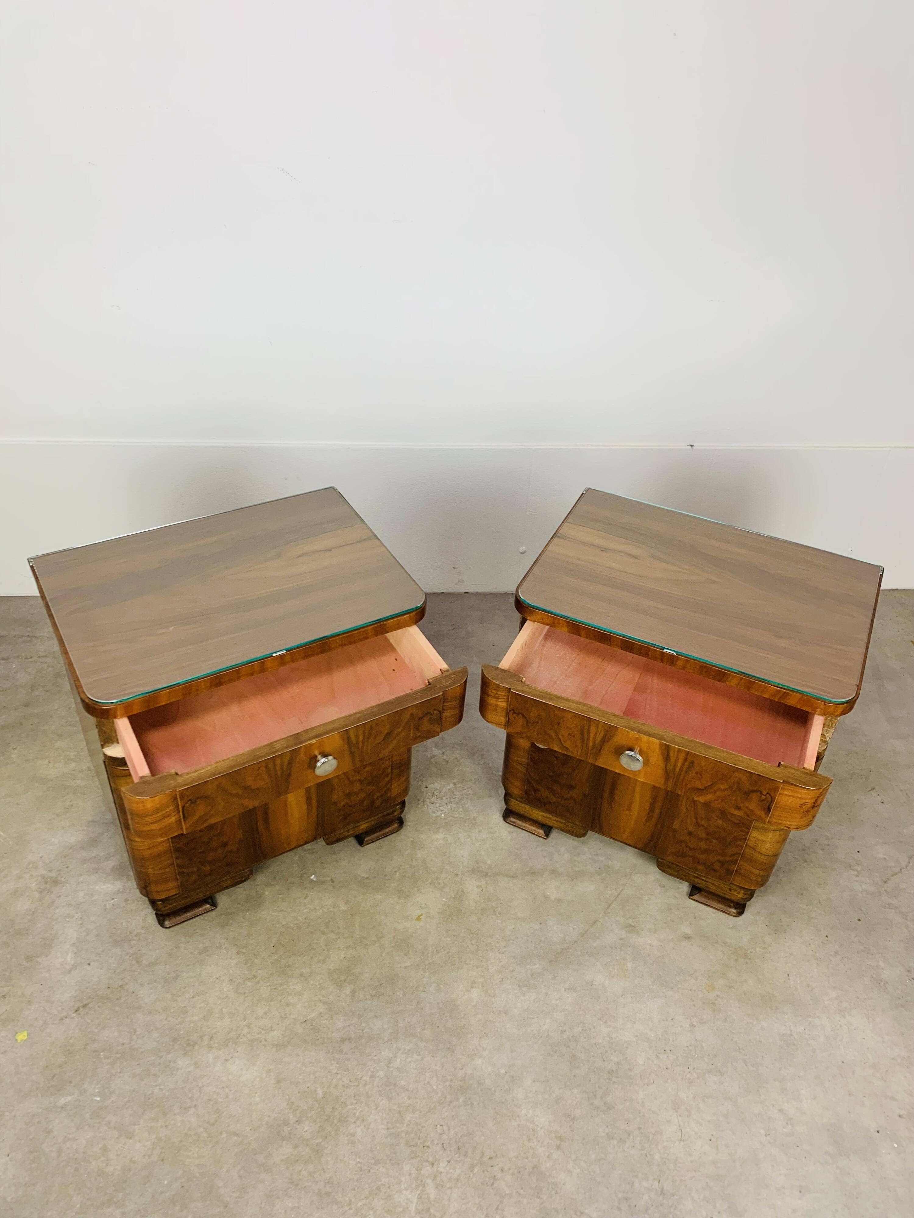 Pair of Art Deco bedside tables, 1930s