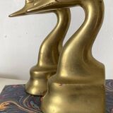 Pair of brass swan bookends