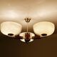 Large Art Deco pendant light in wood and glass, 1930s