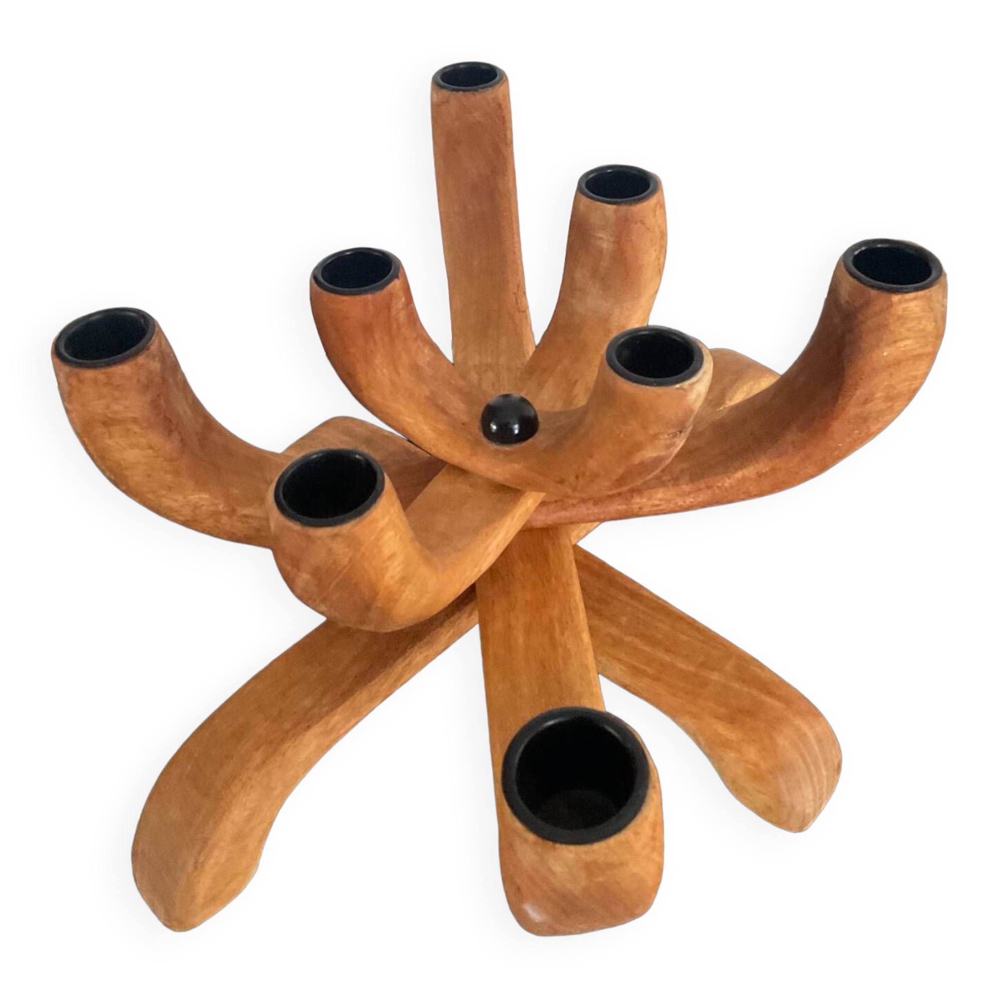 Scandinavian wooden candlestick 8 lights
