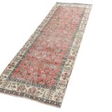3x9 Vintage All-Over Floral Red Turkish Runner Rug, 92x286Cm