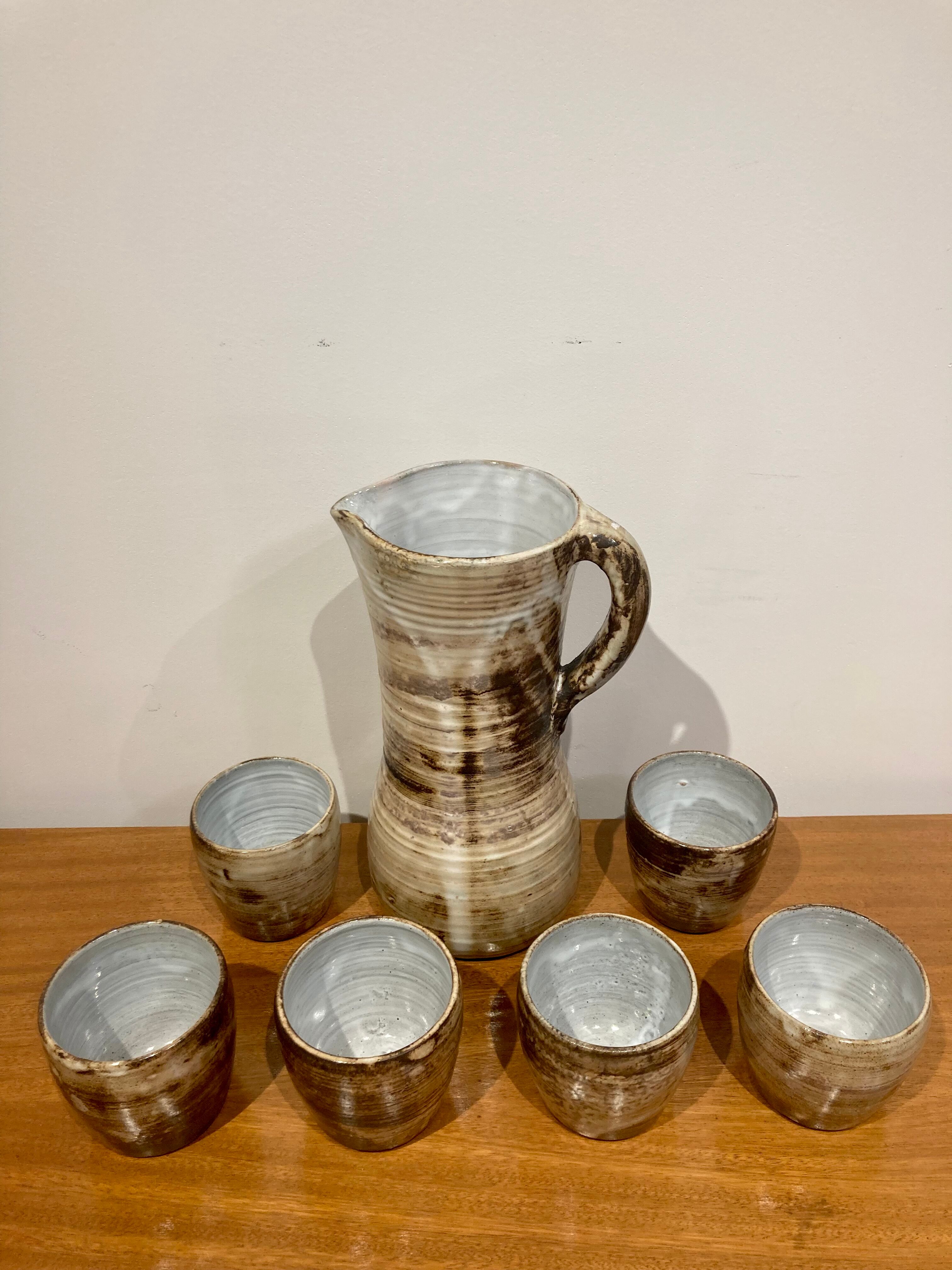 Service sandstone pitcher 6 glasses atelier dieulefit by jacques pouchain