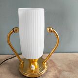 Vintage lamp in opaline and brass