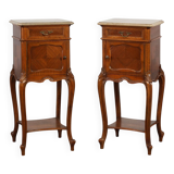 Pair Louis XV‑Style Nightstands with Marble Tops, France ca. 1900
