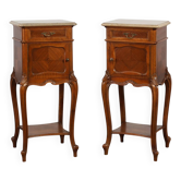 Pair Louis XV‑Style Nightstands with Marble Tops, France ca. 1900