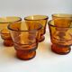 Set of 5 amber liquor glasses in duralex 60s molded glass