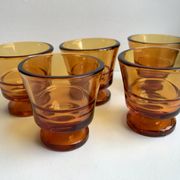 Set of 5 amber liquor glasses in duralex 60s molded glass