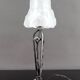 Art Deco Wrought Iron Lamp, Floral Tulip signed Degué, France, c. 1930