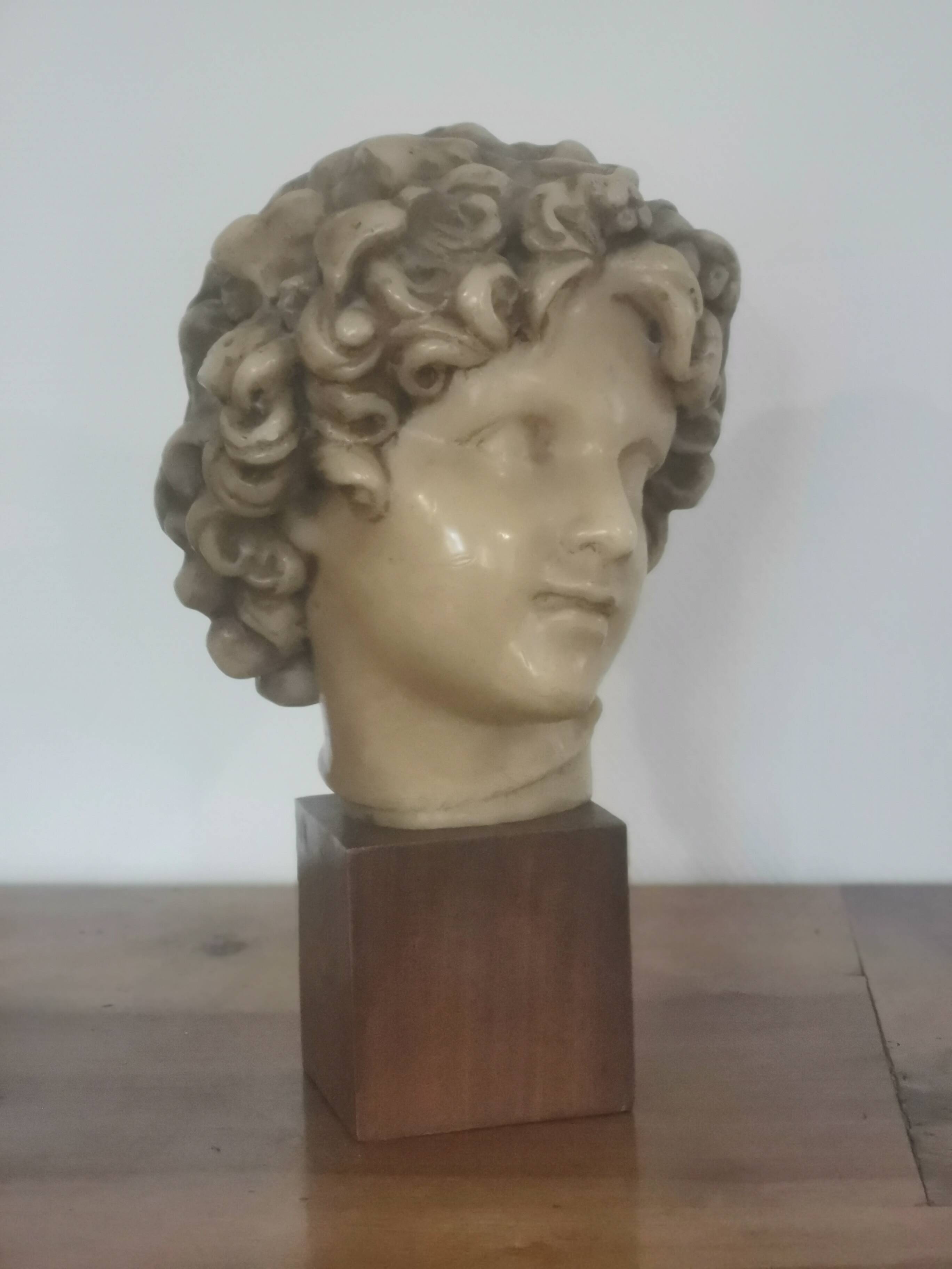Wax head on “art deco” wooden base