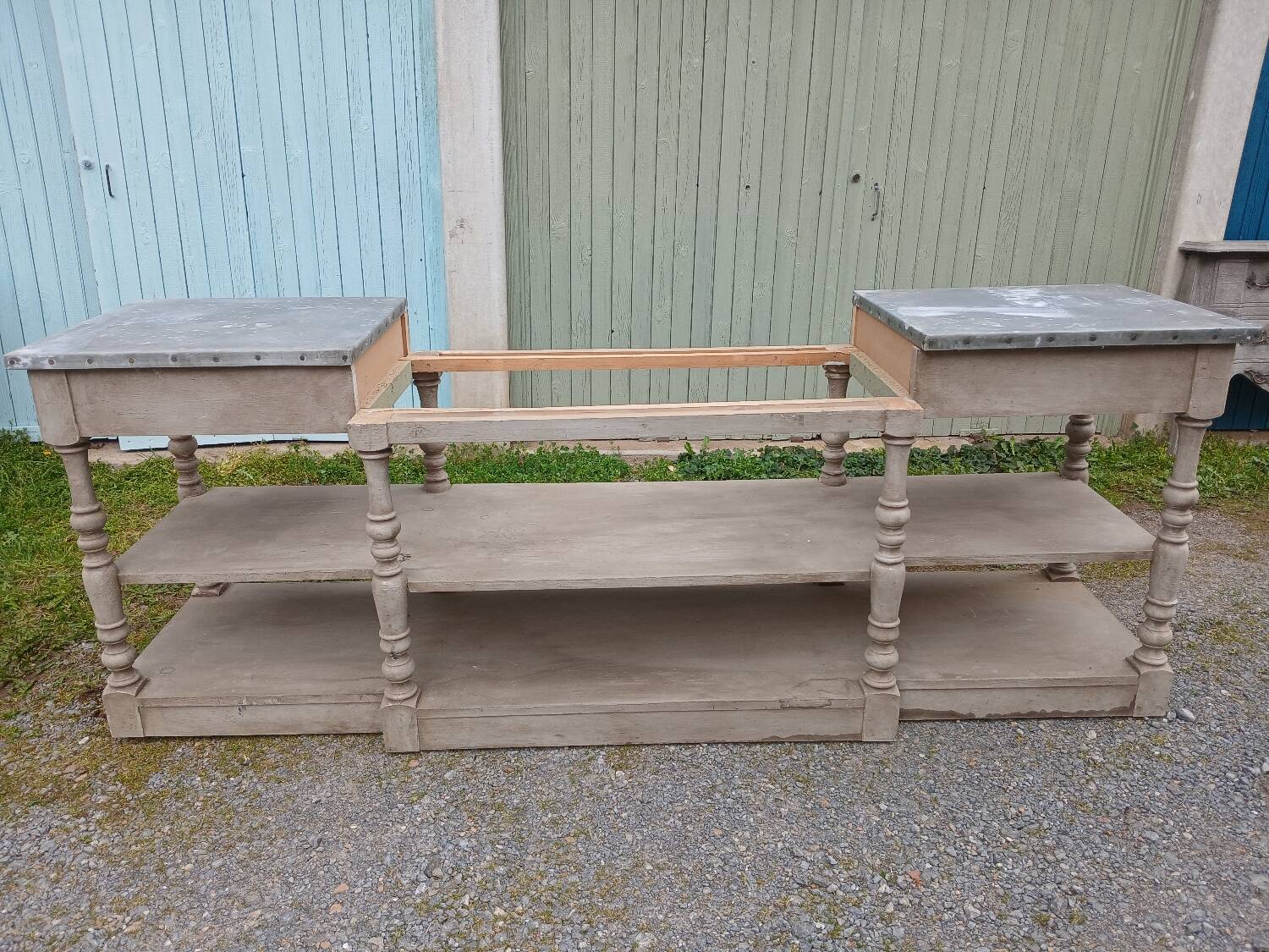 Grand meuble style drapier en bois et zinc