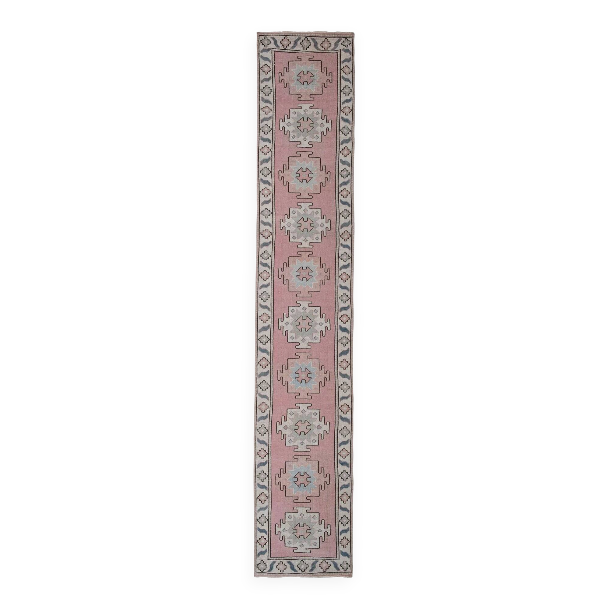 Vintage Turkish hallway rug 75x397 cm