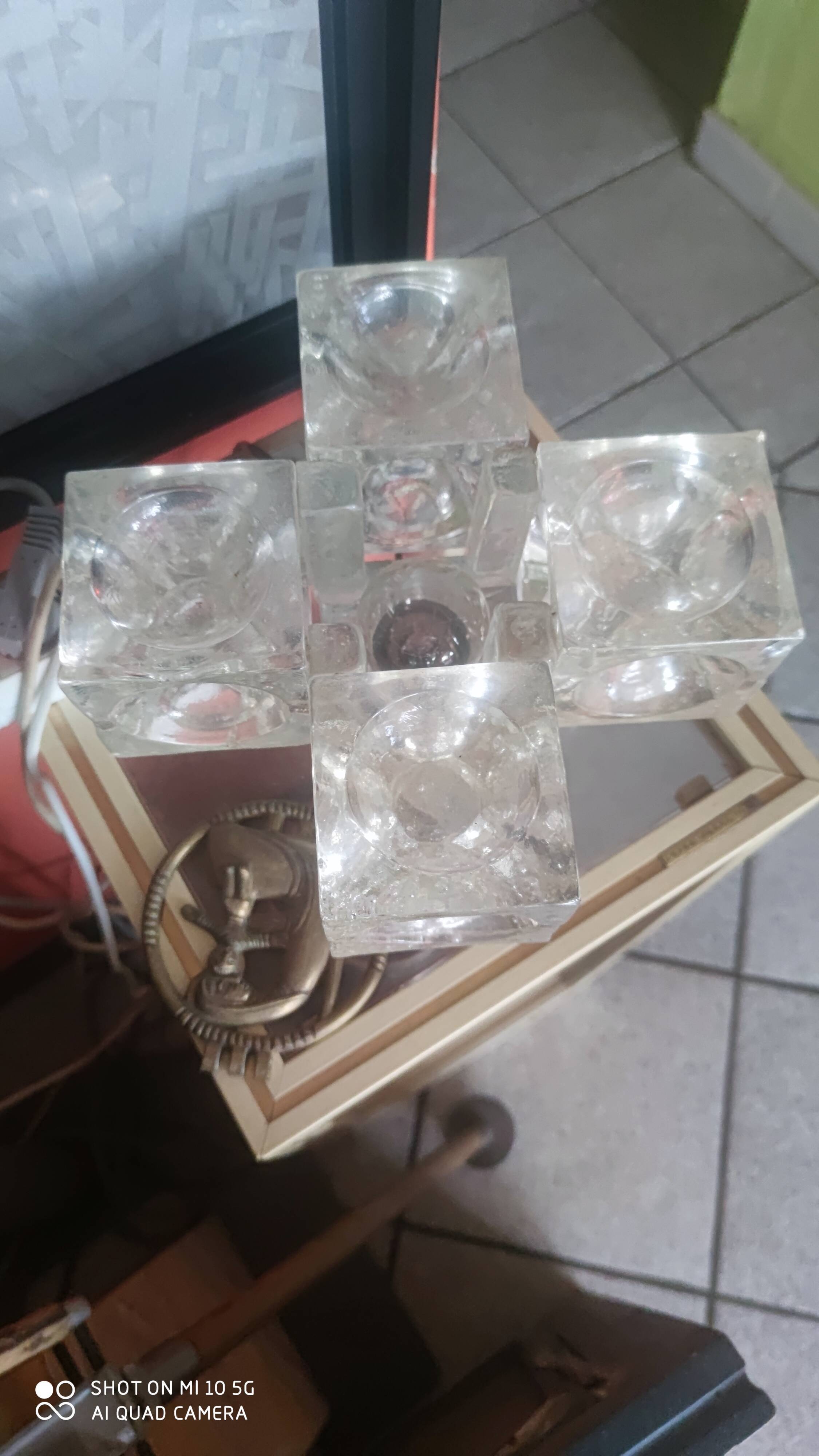 Ice cube glass lamp, circa 1960