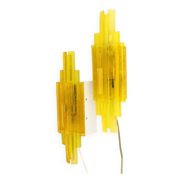 Acrylic wall lamps by Claus Bolby Cebo Industri, Denmark, 1970s, set of 2