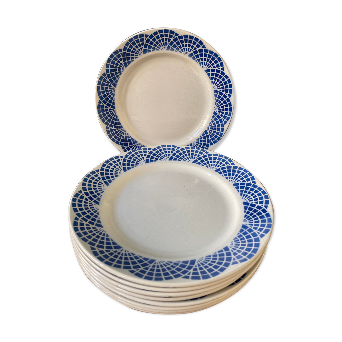 Series of 9 flat plates Saint Amand Les Eaux MDL Orcerame