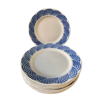 Series of 9 flat plates Saint Amand Les Eaux MDL Orcerame