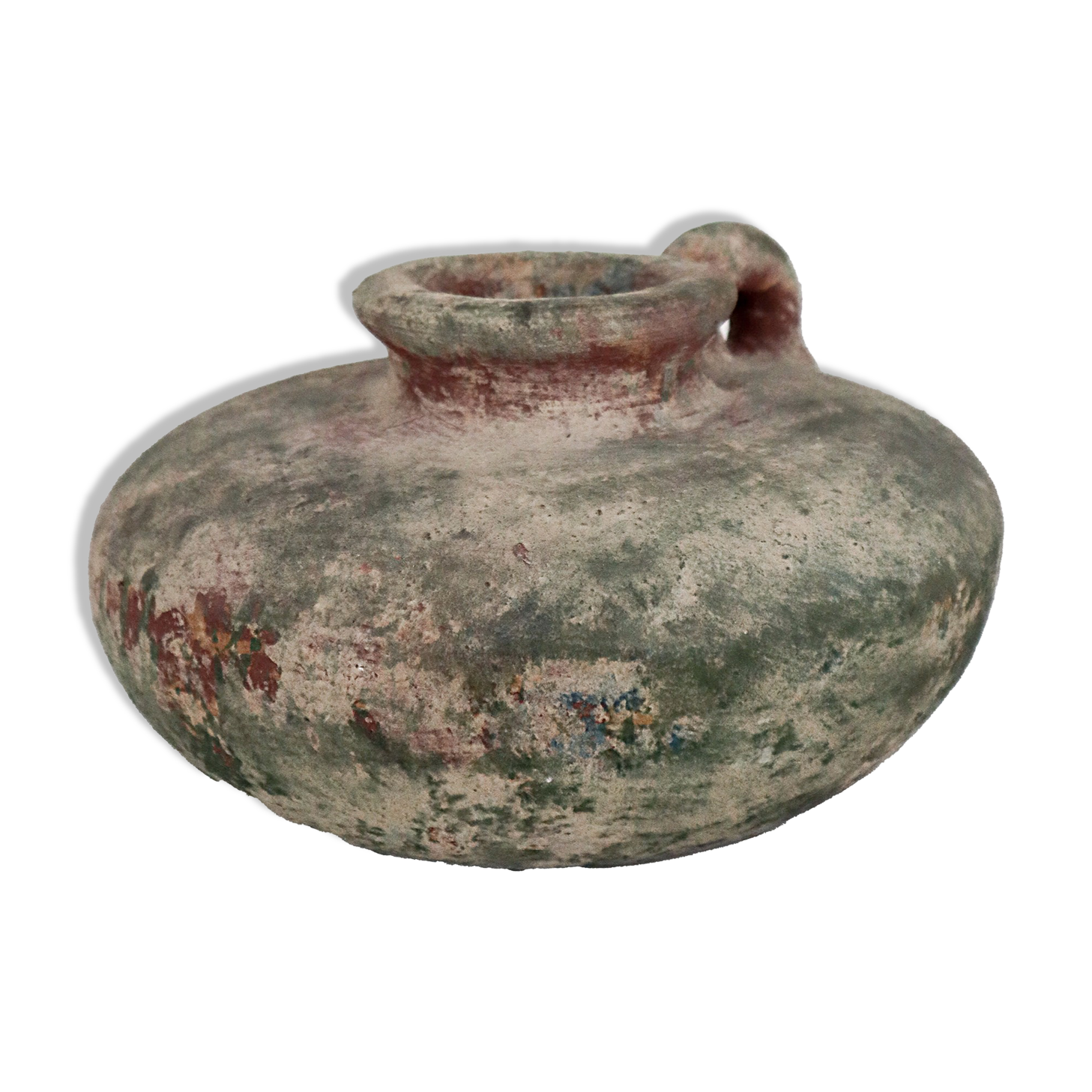 Aged patina rustic vase green