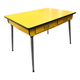 Table en formica jaune vif années 70