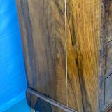 Vintage Louis Philippe chest of drawers in burr walnut and gray marble