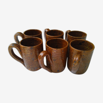 Set de 6 mugs grès artisanal moucheté