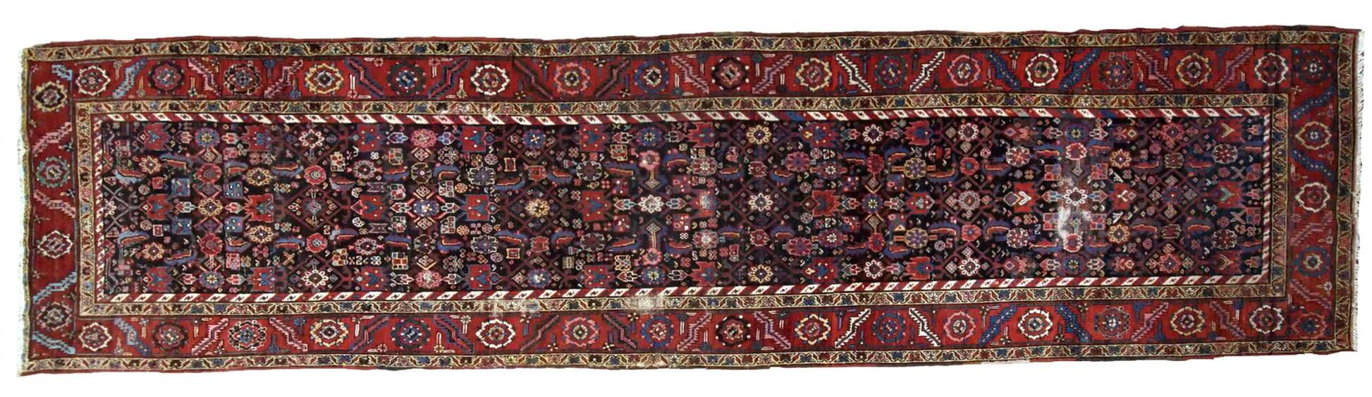 Handmade antique Persian Bakshaish runner 97cm x 375cm 1880s