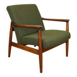 GFM-64 armchair, design by Edmund Homa from the 60s, olive green boucle - 2 pieces available