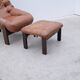 Armchair and ottoman by Jean Gillon for Probel in leather and teak, Brazil 1970