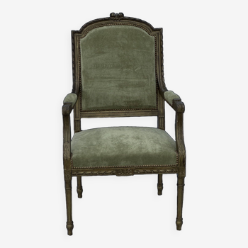 Fauteuil classique en velours vert