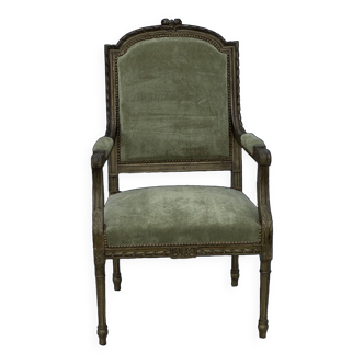 Fauteuil classique en velours vert