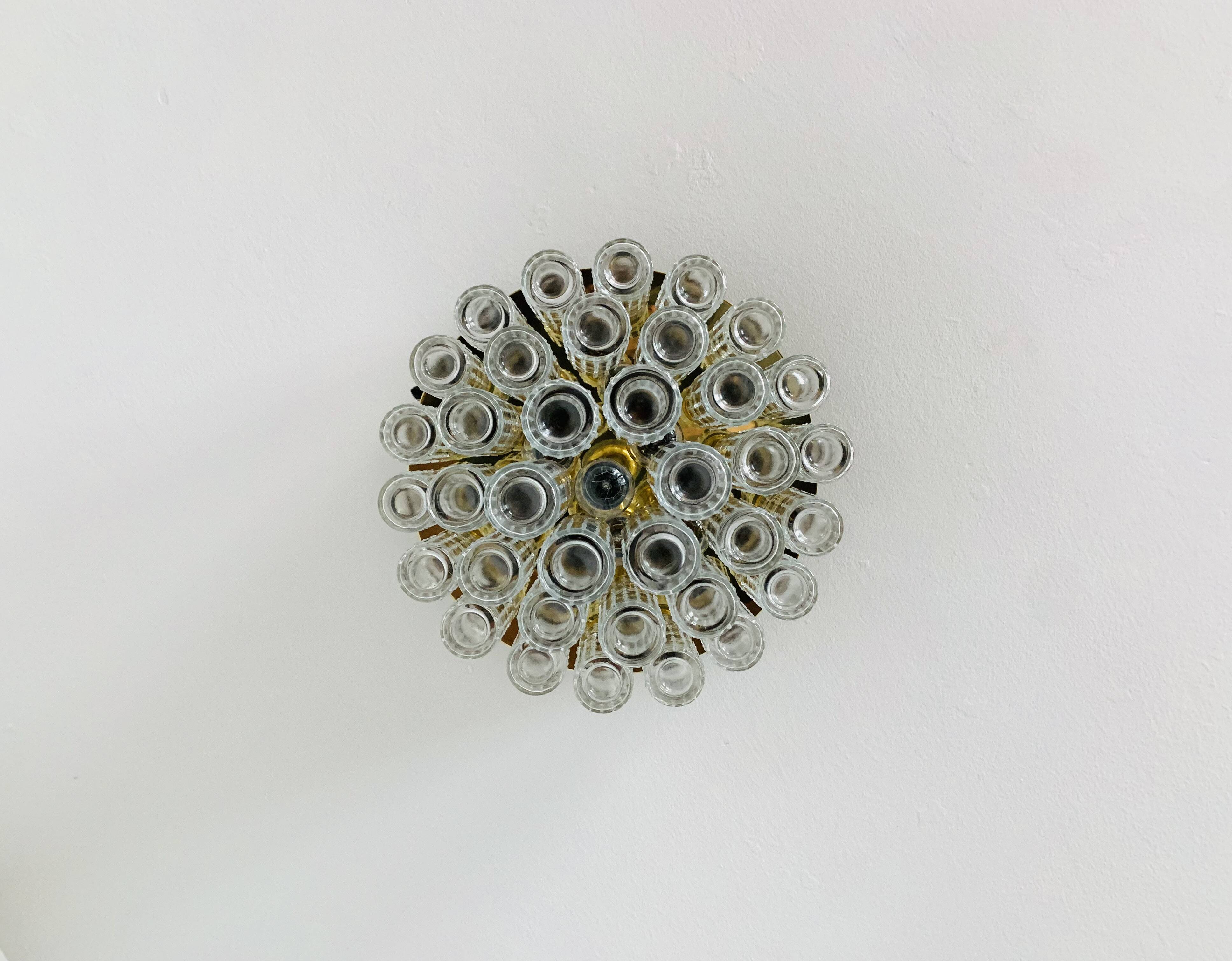 Large Brass Chandelier by Glashütte Limburg