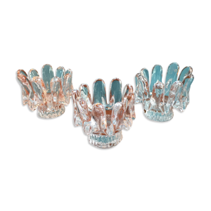 Bougeoirs tournesol en cristal de göran wärff design vintage scandinave pour kosta boda 1970